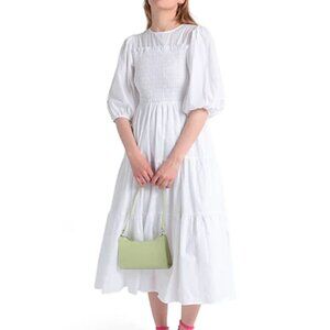 Topshop White Cotton Midi Dress